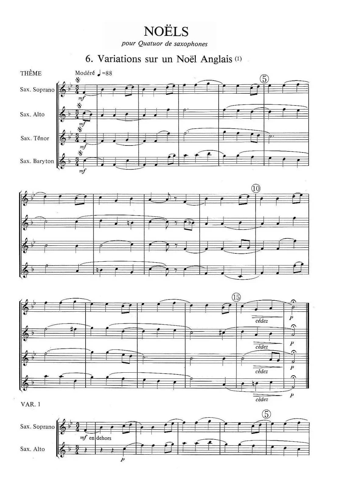 jean Bouvard 编写的6首萨克斯四重奏之六