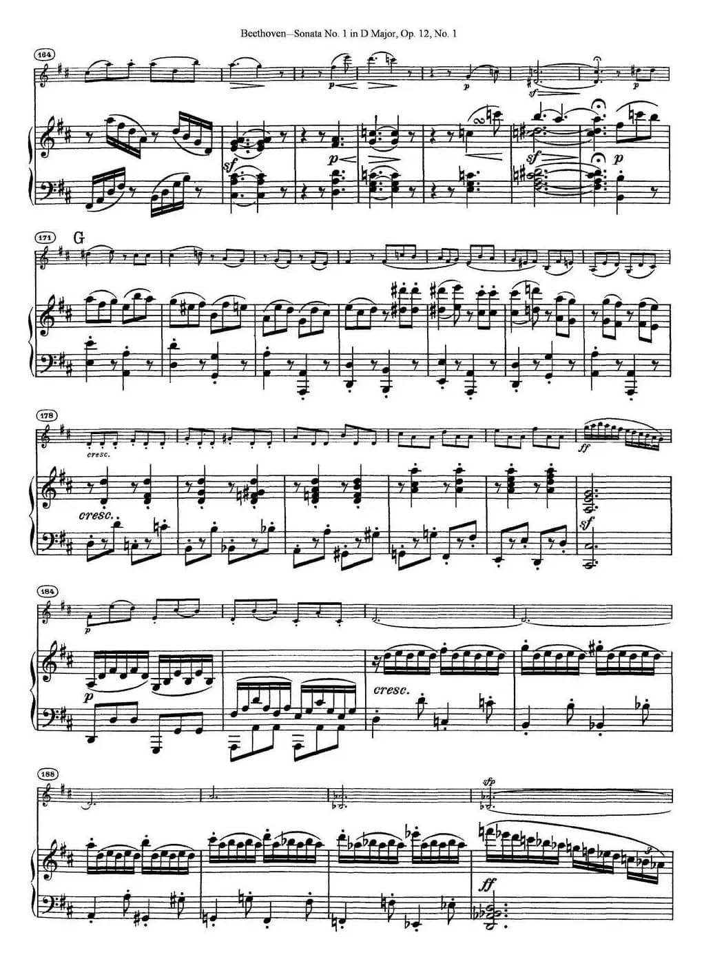 Violin Sonata No.1 in D Major Op.12 No.1（小提琴+钢琴伴奏）