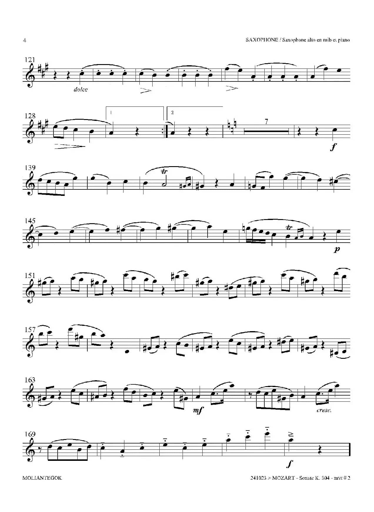 奏鸣曲 Op.304（中音萨克斯）