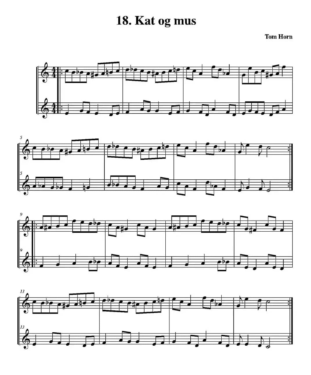 Kat og mus（简易二重奏）