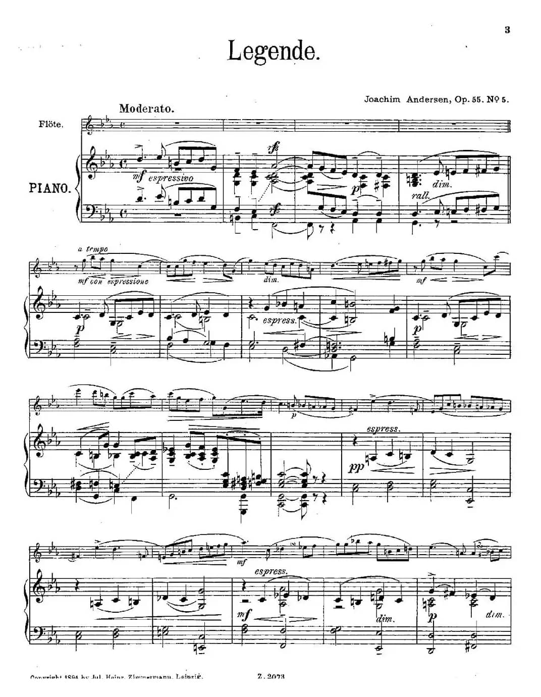 Legende（Op.55 No.5）（长笛+钢琴伴奏）