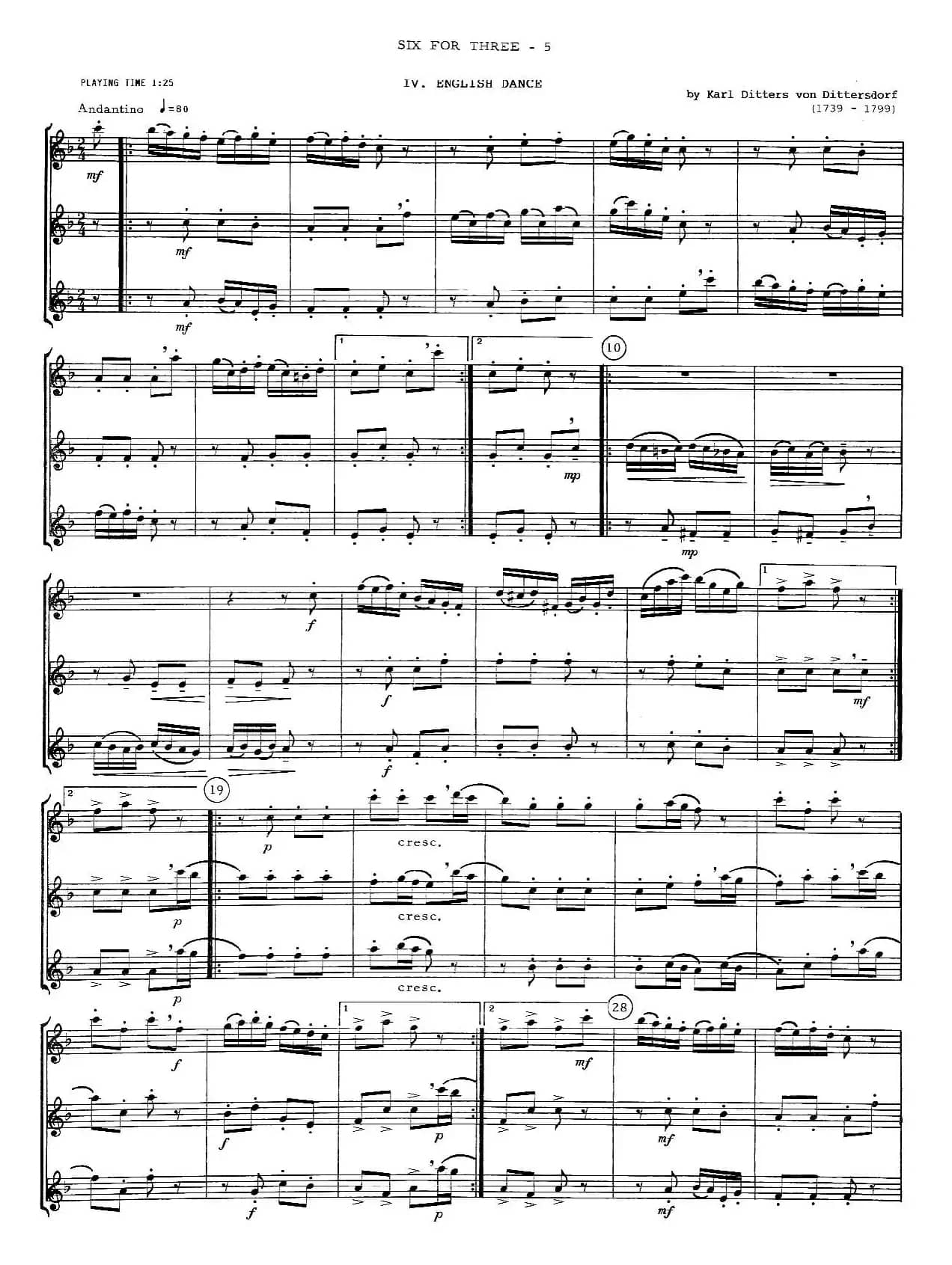 six for three（次中音三重奏总谱）