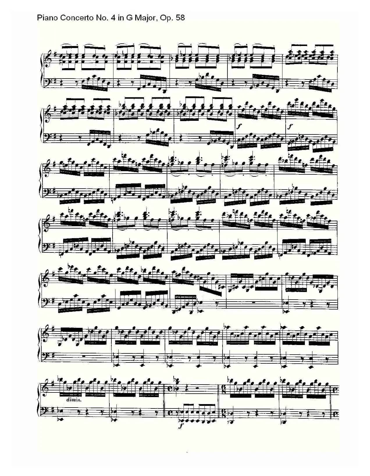 Ｇ大调钢琴第四协奏曲 Op.58 华彩乐章（总谱）