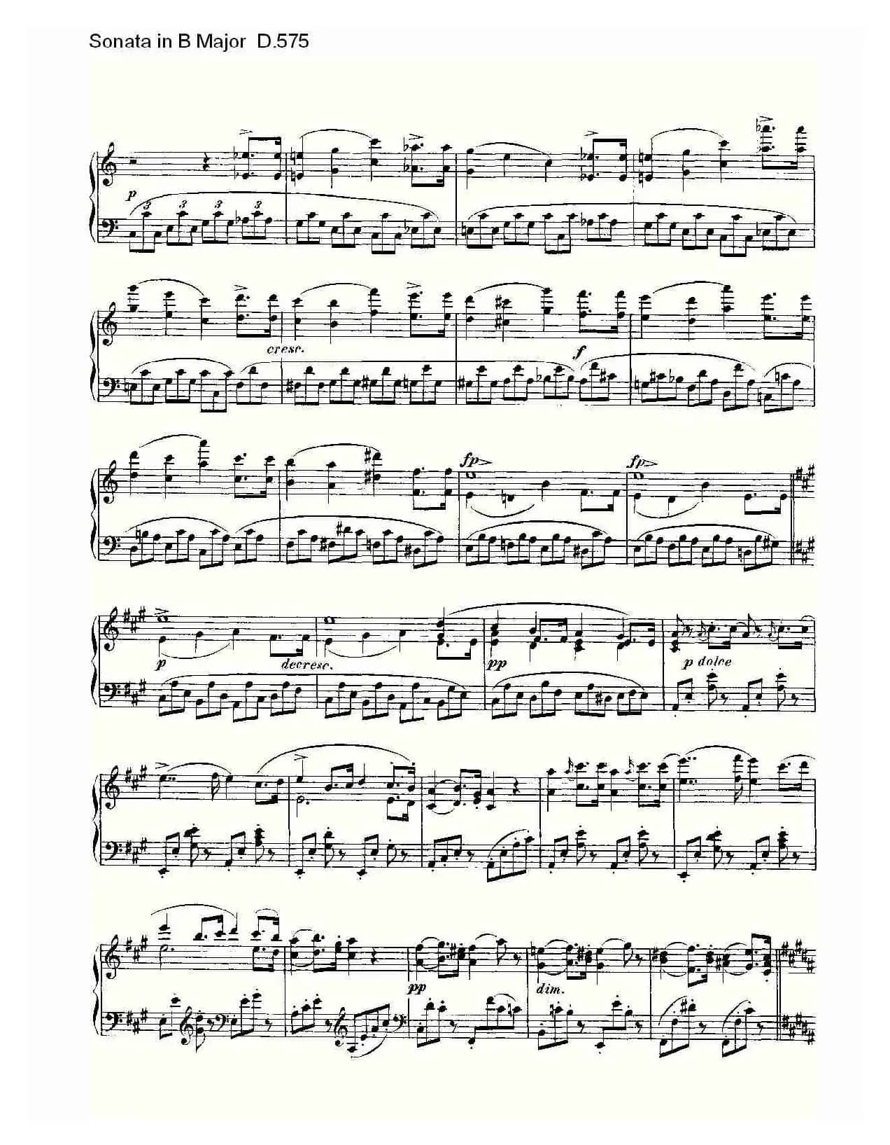 Sonata in B Major D.575（B大调奏鸣曲 D.575）