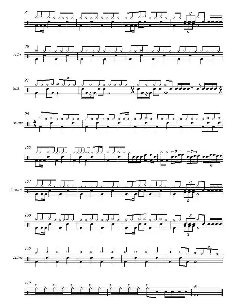 爵士鼓谱：Metallica - Sad But True