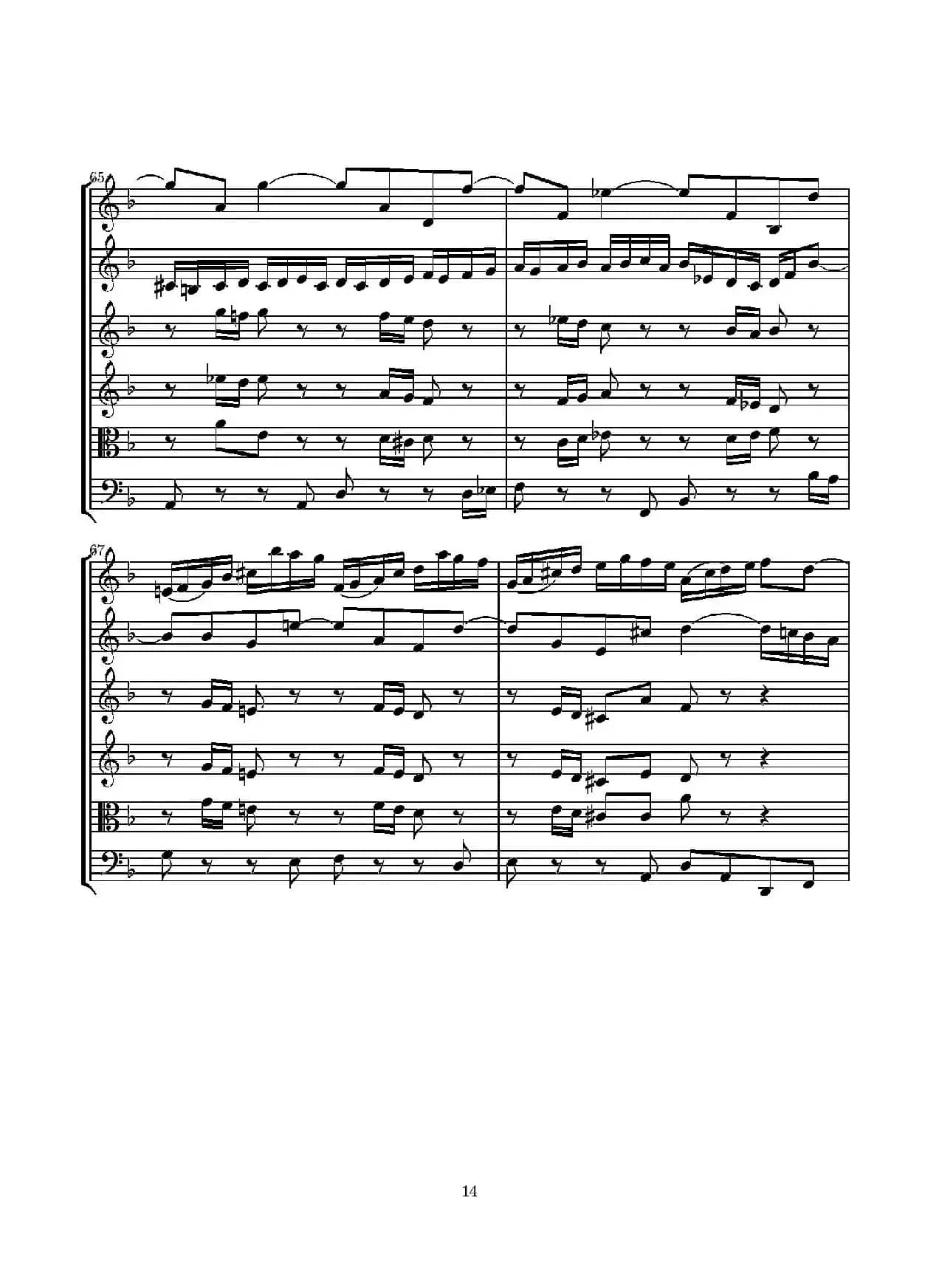 D小调无伴奏协奏曲（总谱）