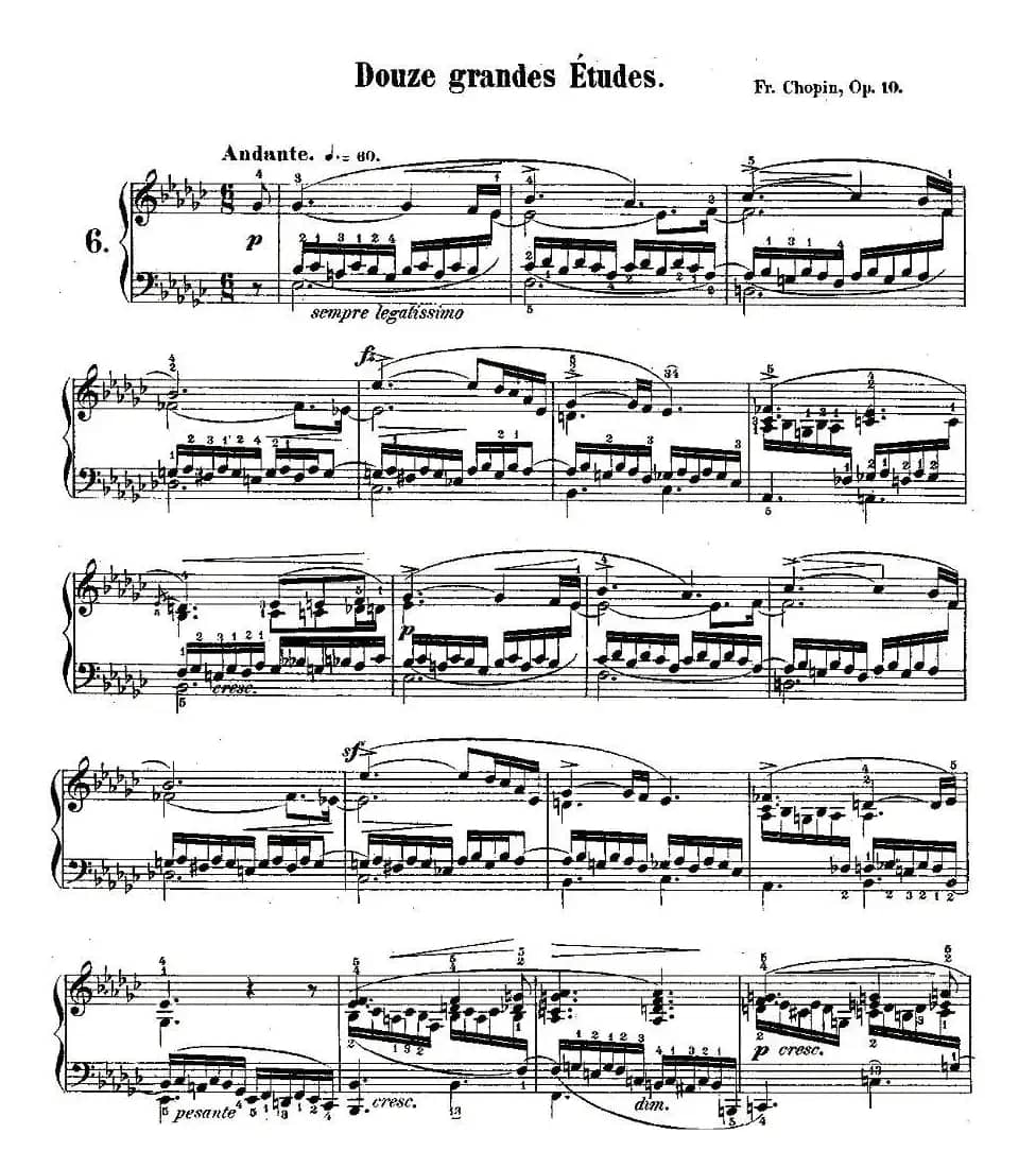 肖邦钢琴练习曲，Op.10之六