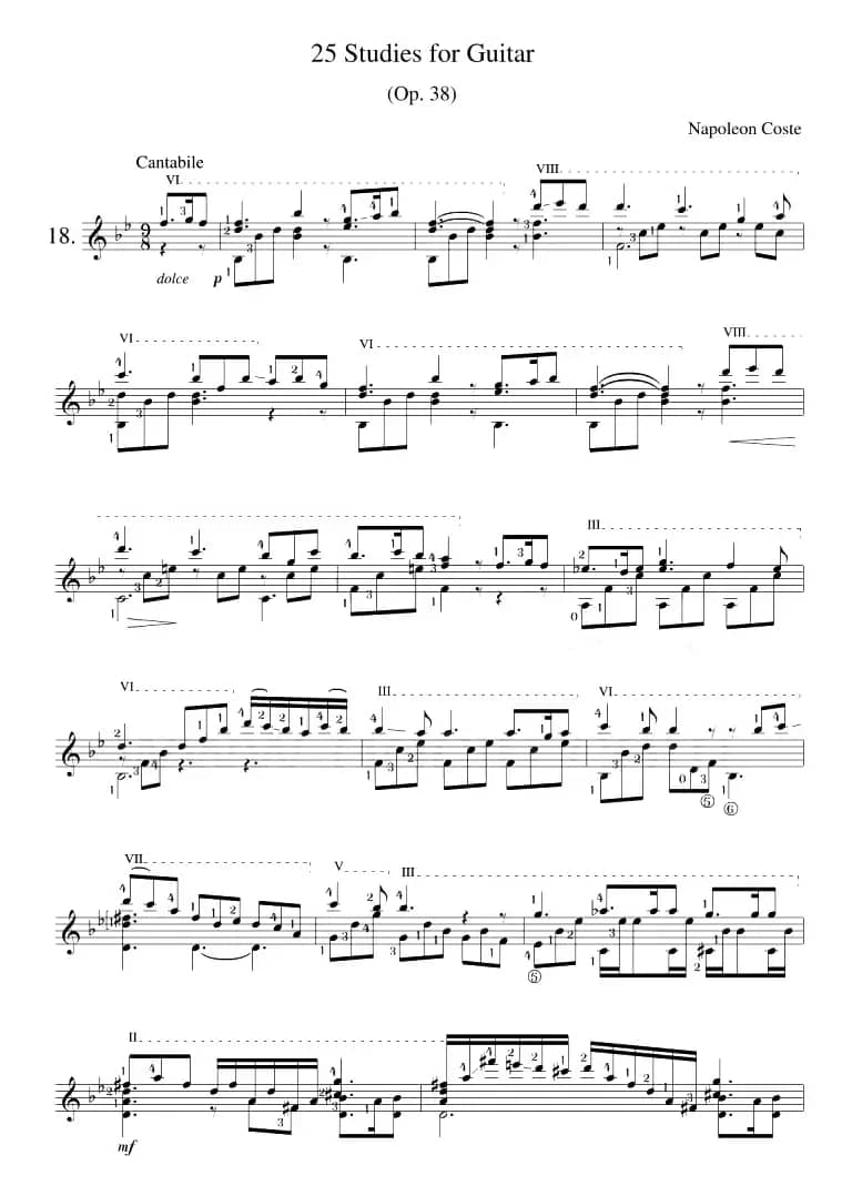 Napoleon Coste《25 Studies,Op.38》（STUDY 18）