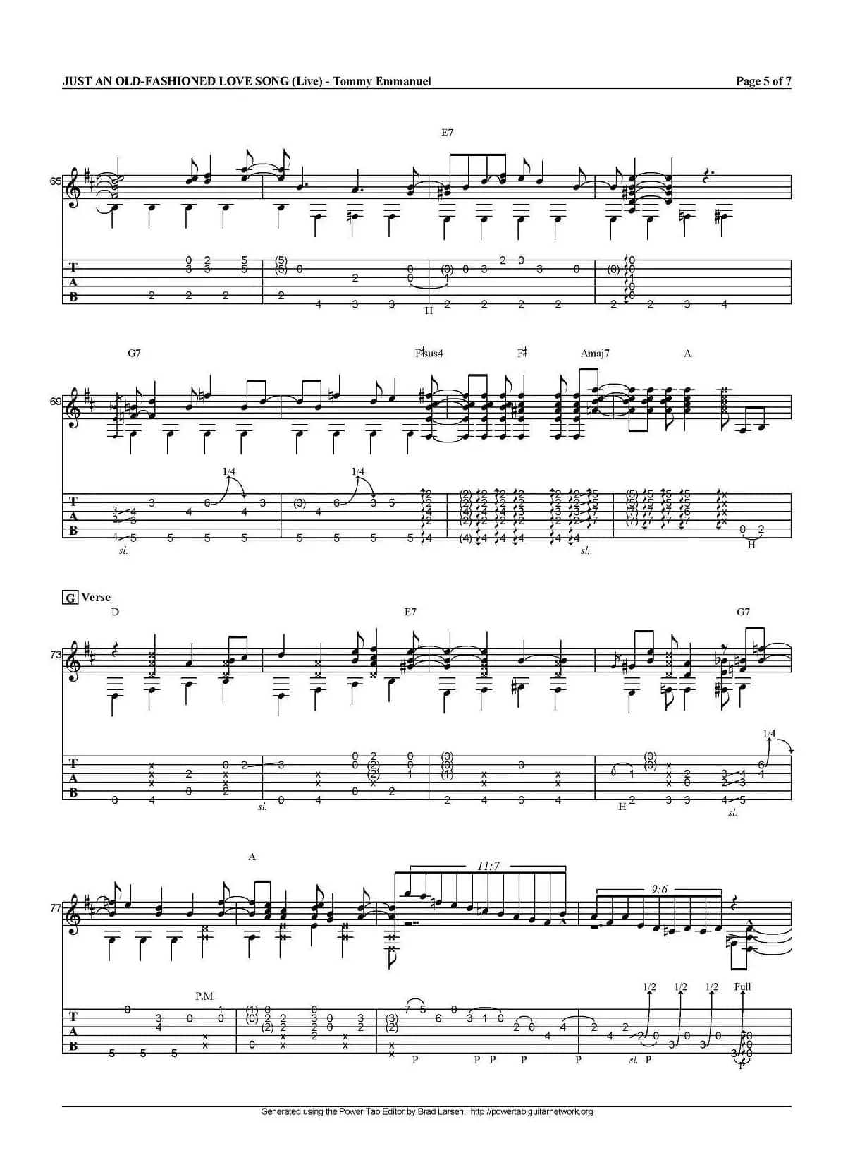 tommy emmanuel：just an old fashioned love song（指弹吉他）