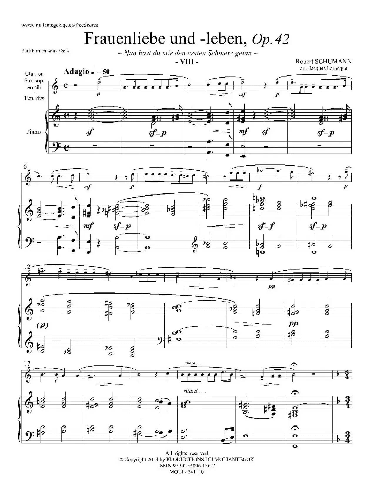 妇女的爱情与生活 Op42·Ⅷ(高音萨克斯+钢琴伴奏)