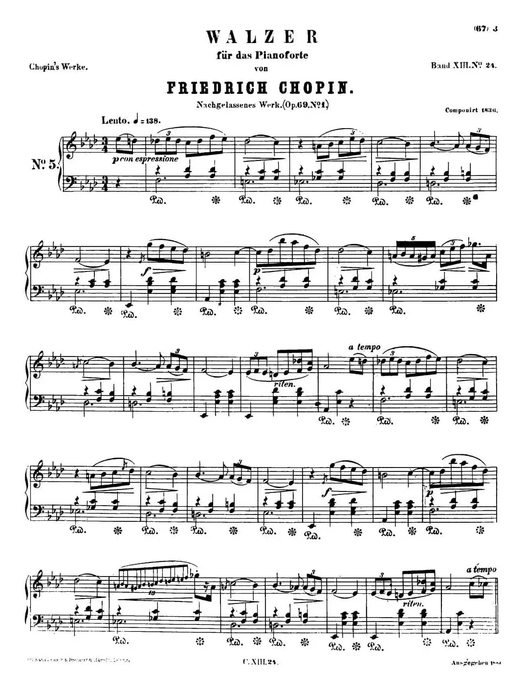 L'adieu Op69 No1 （降A大调离别圆舞曲Op.69-1）