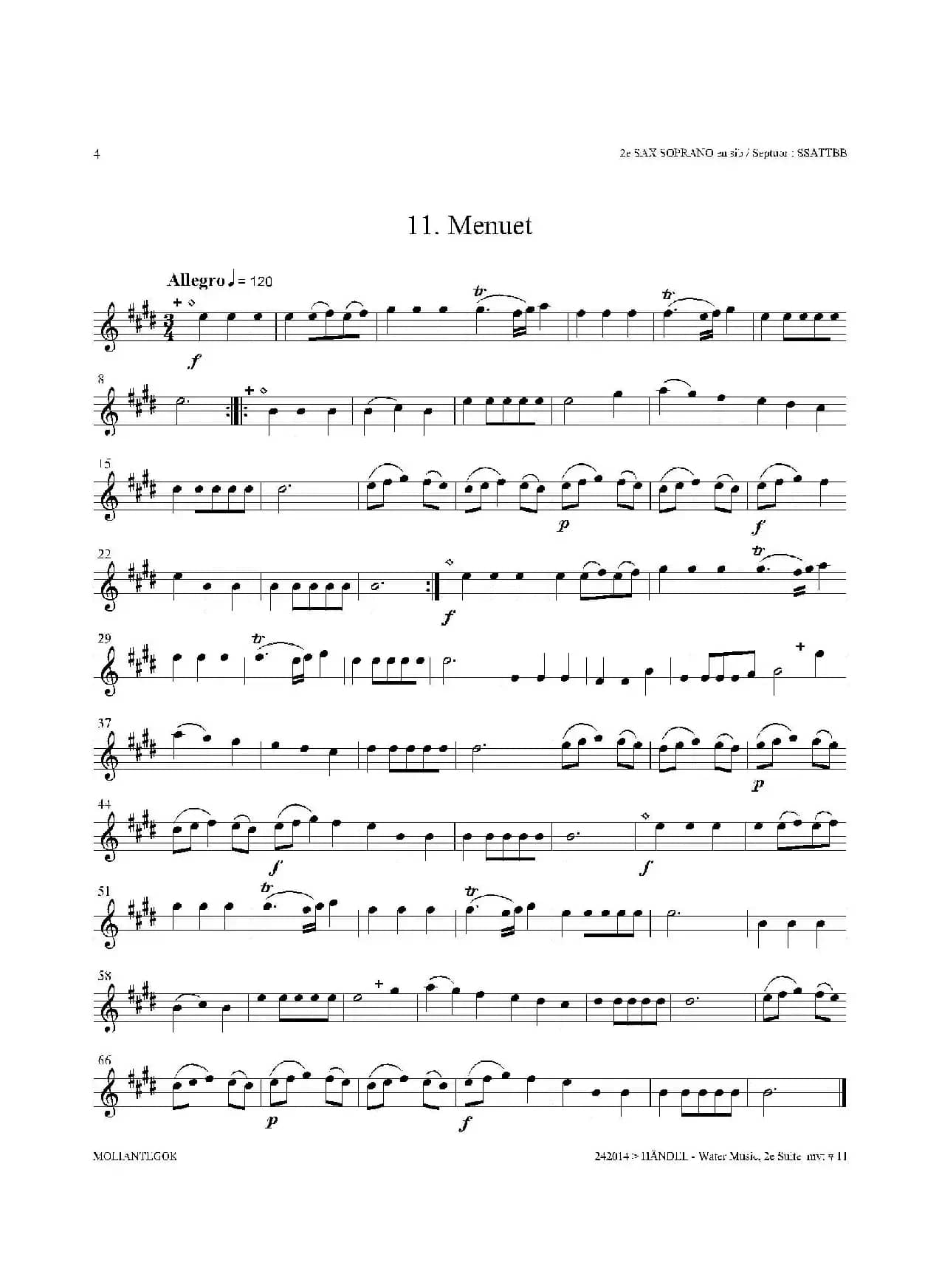 Water Music（HWV.349 No.2）（第二高音萨克斯）