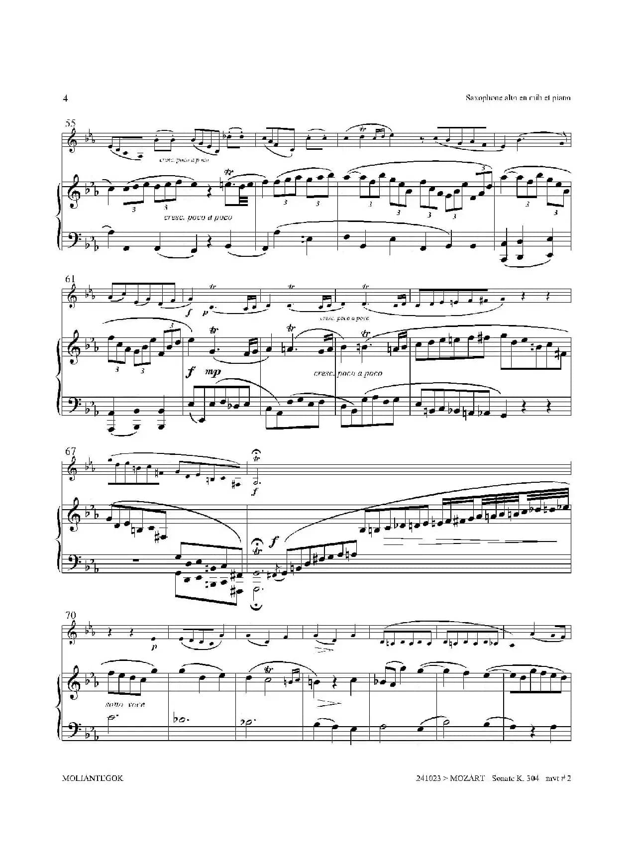 奏鸣曲 Op.304（中音萨克斯+钢琴伴奏）