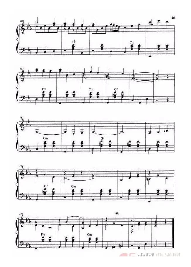 在满洲里的山岗上（手风琴五线谱）