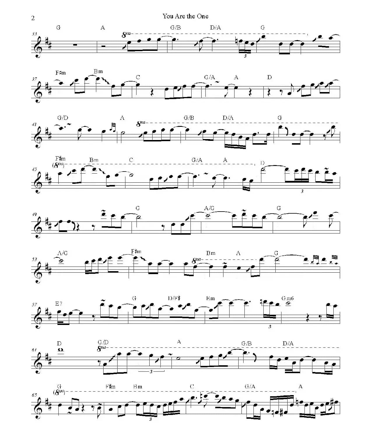 You Are The One（次中音/高音萨克斯谱）