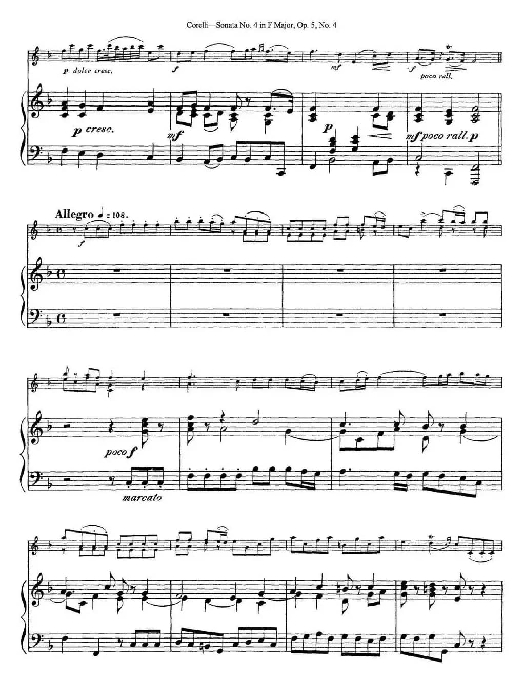 Sonata No.4 in F MajorOp.5 No.4（小提琴+钢琴伴奏）