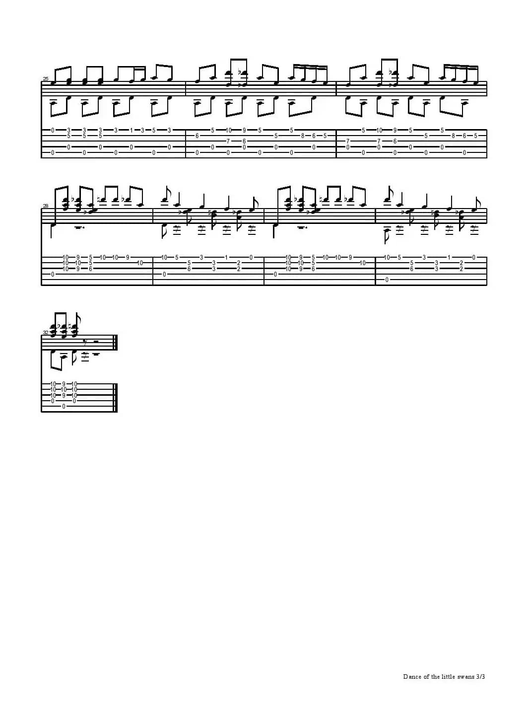 Dance of the little swans（五线谱+六线谱）