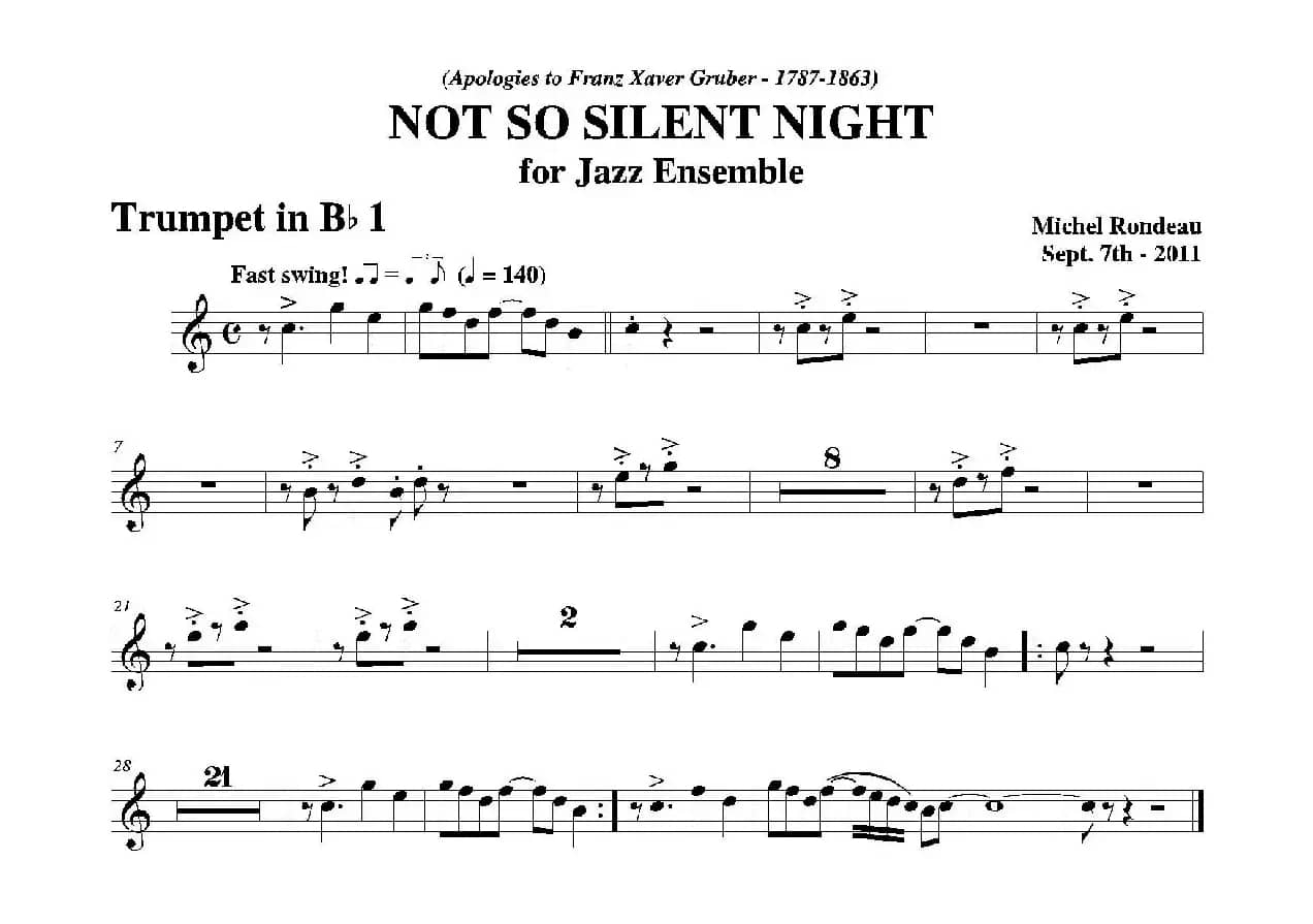 NOT SO SILENT NIGHT（第一降B小号分谱）