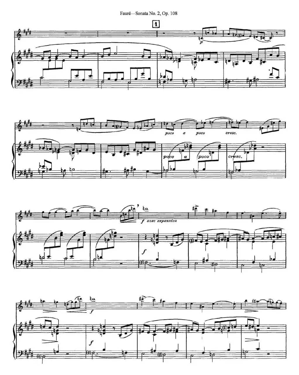 Violin Sonata No.2 Op.108（小提琴+钢琴伴奏）