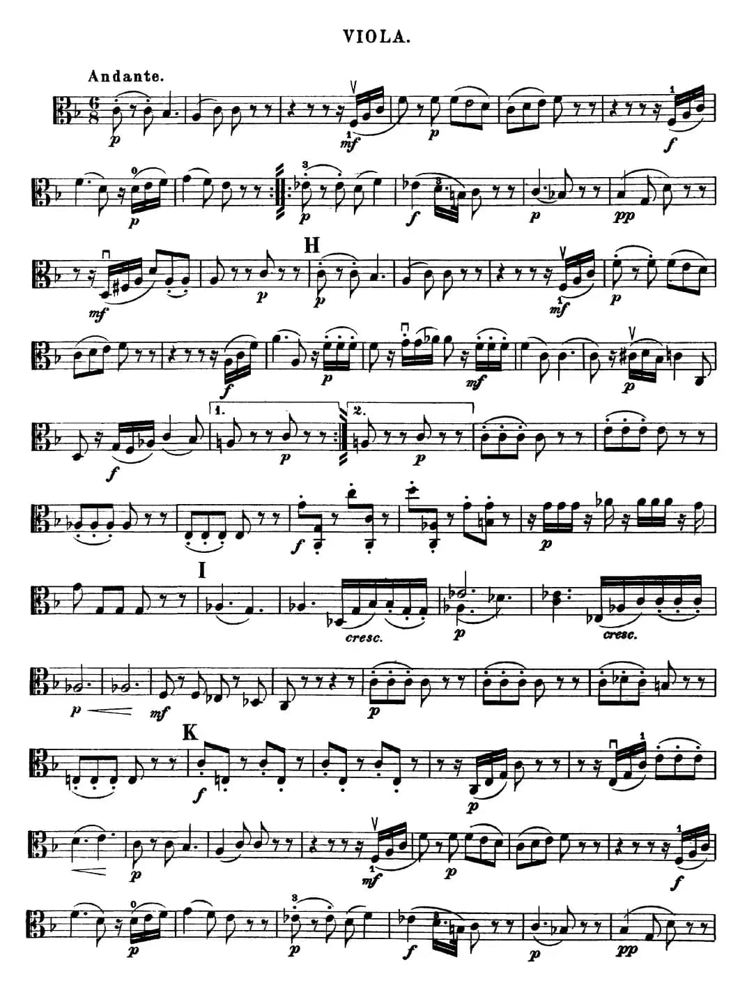 Mozart《Quartet No.15 in D Minor,K.421》（Viola分谱）