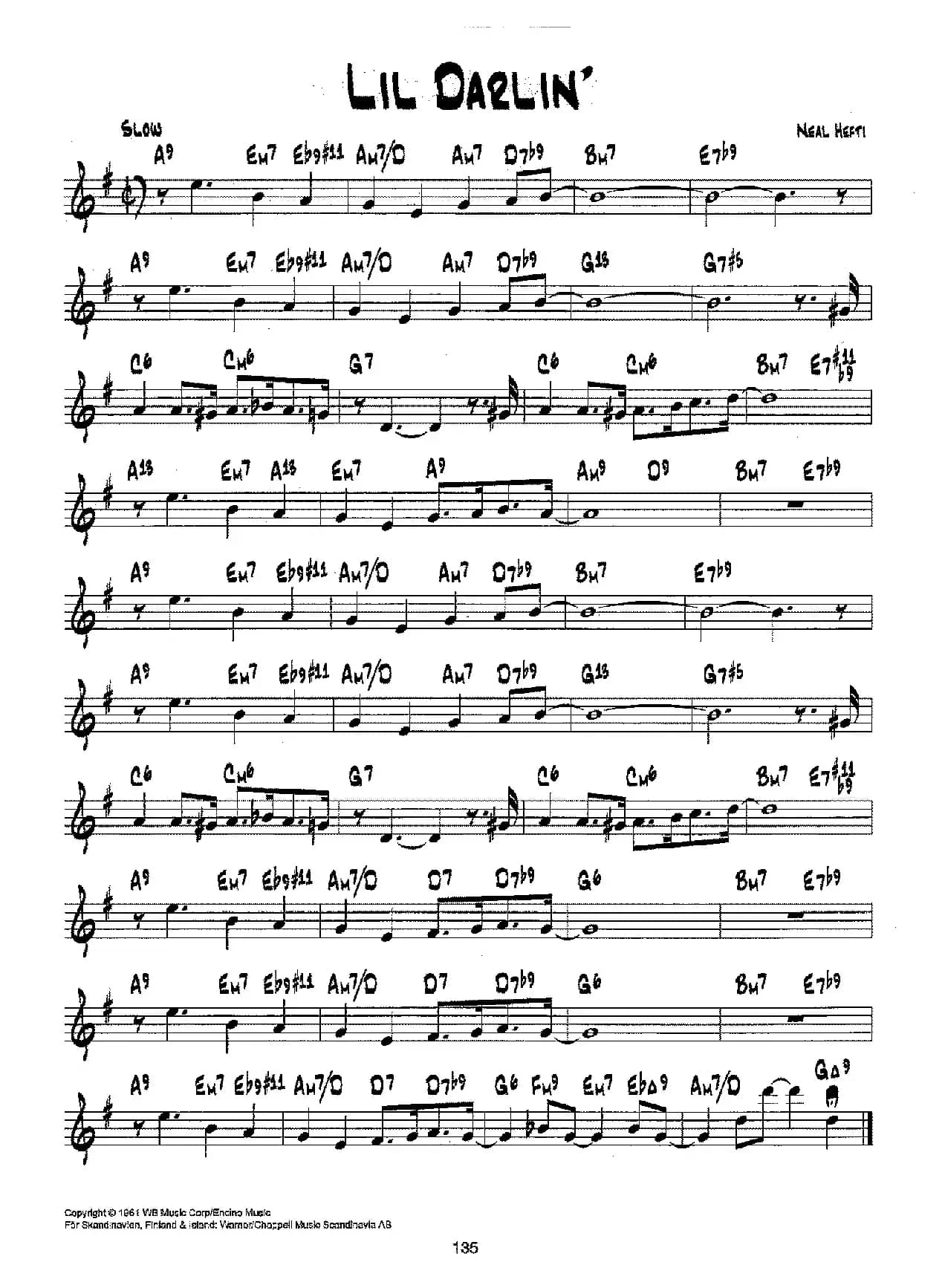 降B爵士乐谱：LIL DARLIN'