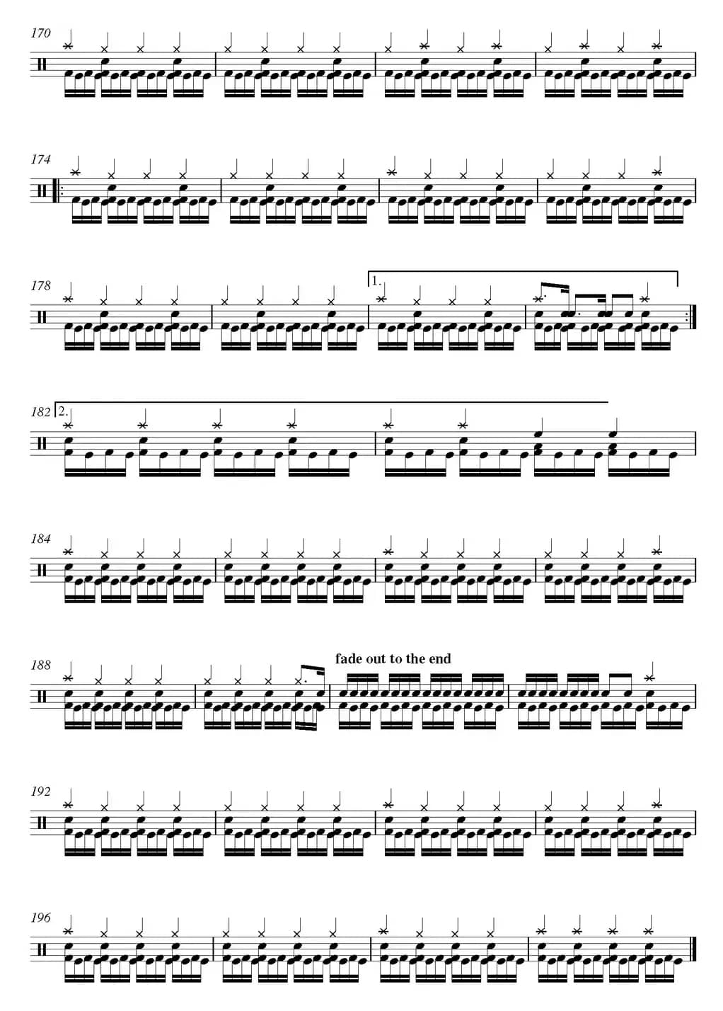 爵士鼓谱：Metallica-fade to black