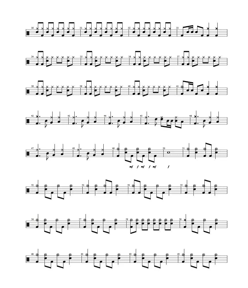 还我蔚蓝（架子鼓谱 完整）