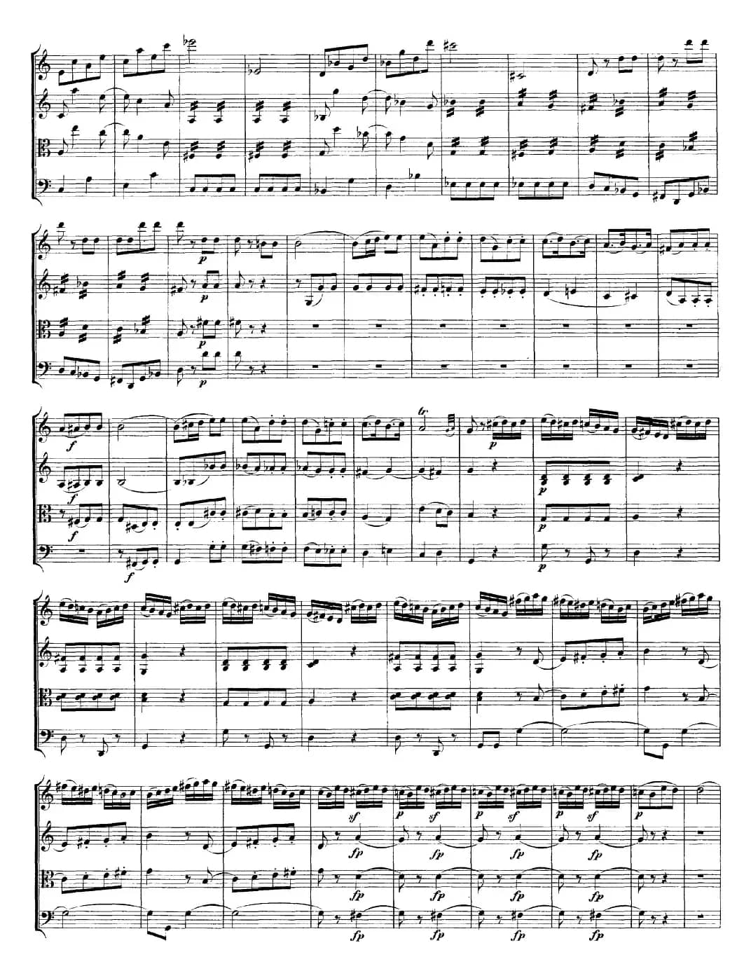 Mozart《Quartet No.19 in C Major,K.465》（总谱）