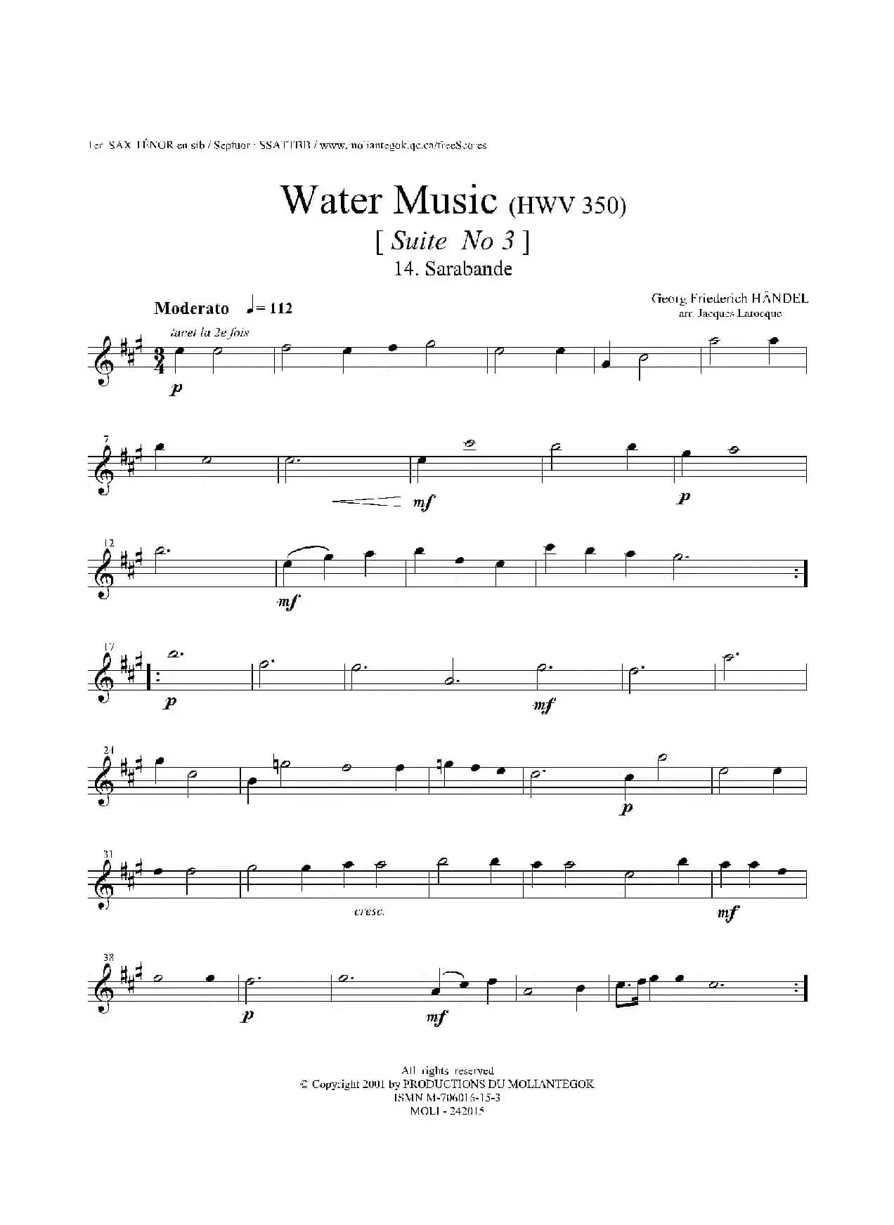 Water Music（HWV.350 No.3）（第一次中音萨克斯）