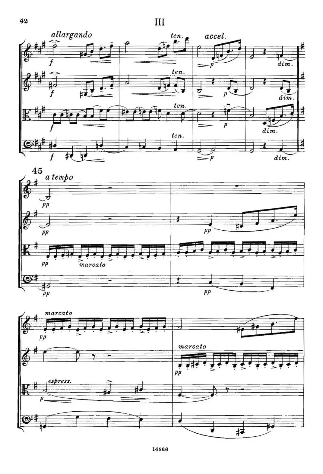 QUARTET Op.83（第三部分）（弦乐四重奏）