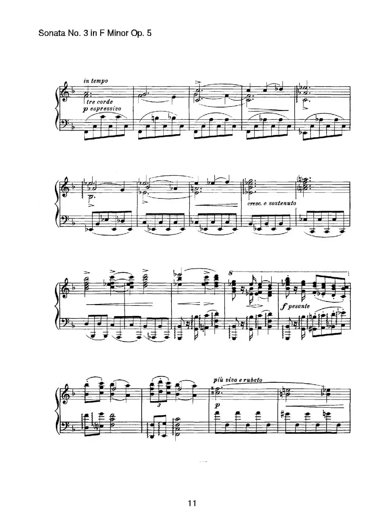Piano Sonata No.3 in f Minor Op.5（f小调第三钢琴奏鸣曲）