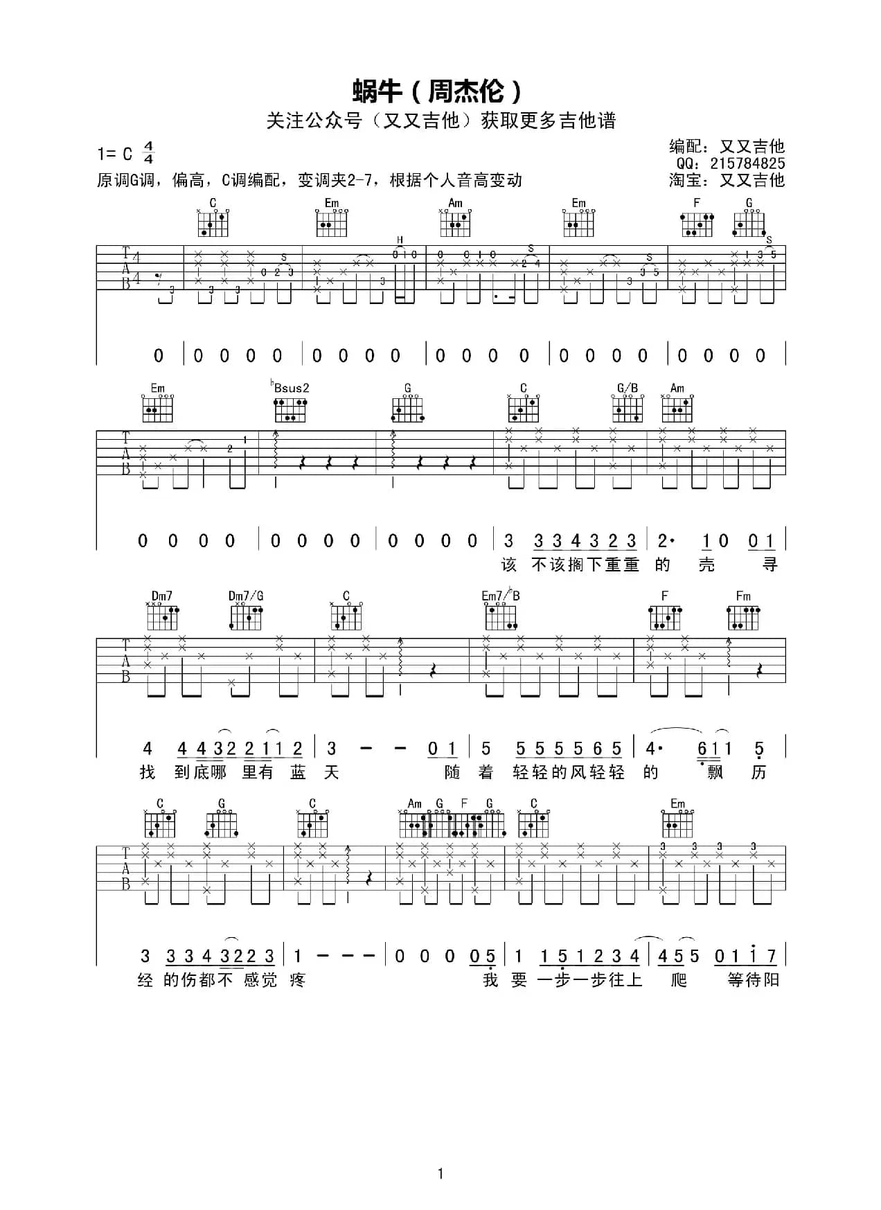 蜗牛（又又吉他编配版）