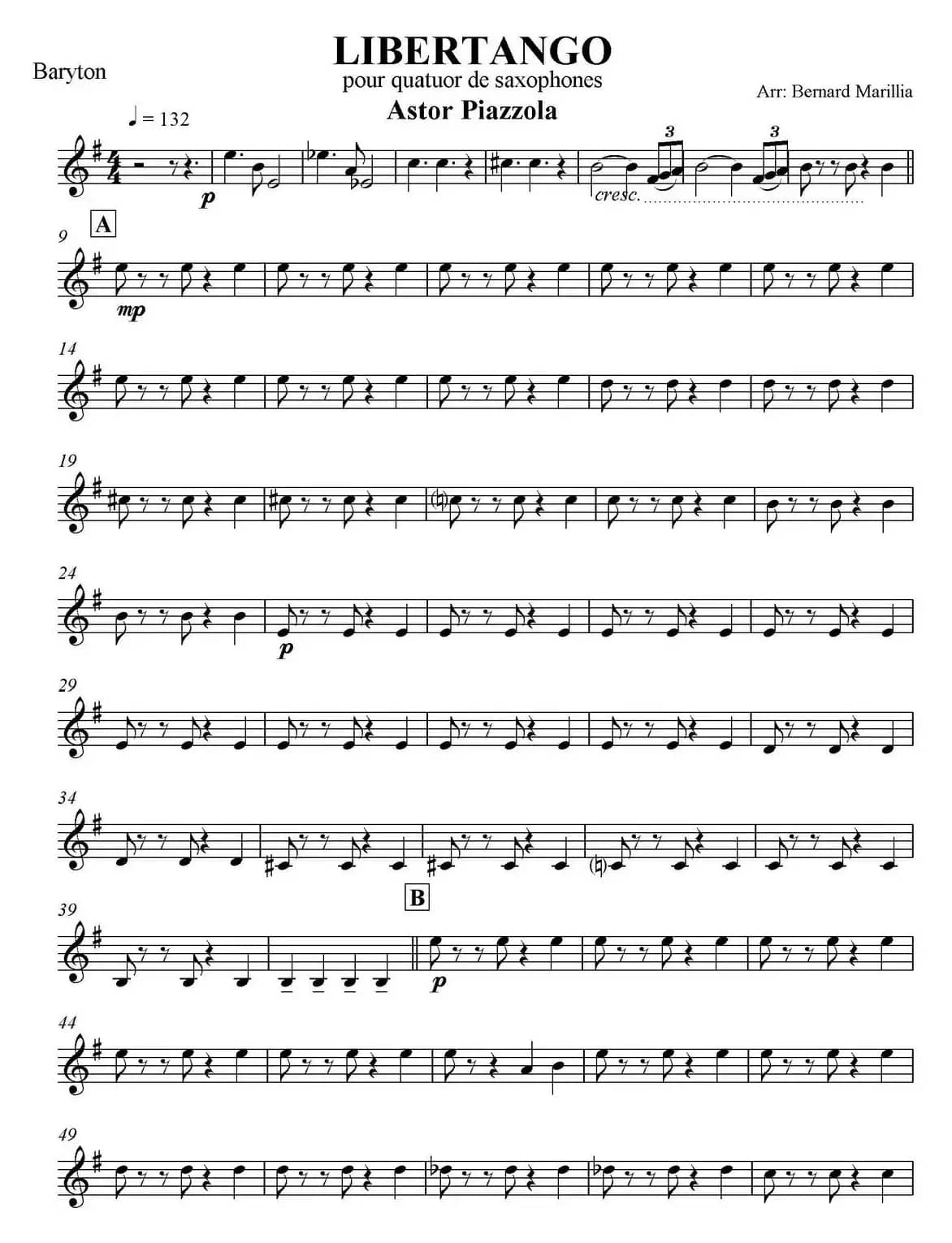 LIBERTANGO（四重奏·上低音萨克斯分谱）