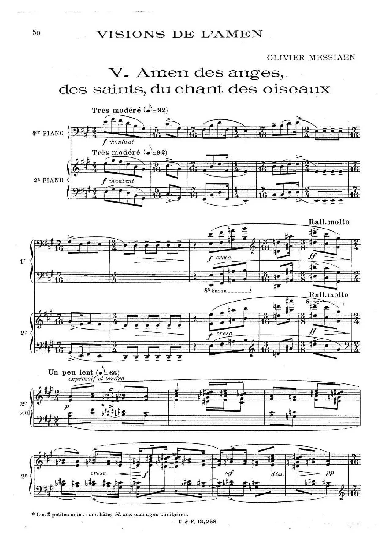 Visions de l'Amen（阿门的幻想·双钢琴·Ⅴ）