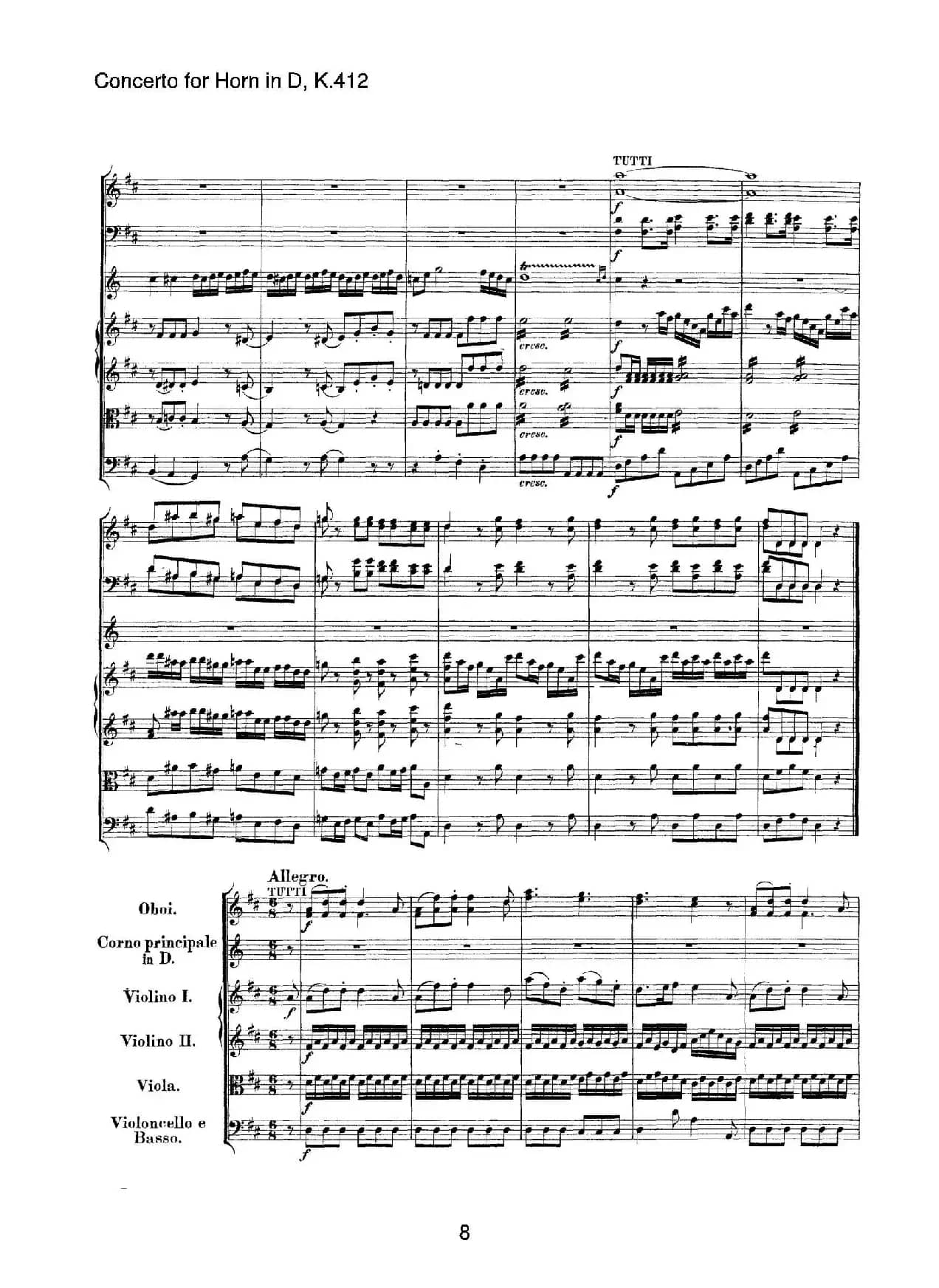 Concerto for Horn in D，K.412（D大调第一圆号协奏曲K412号作品）