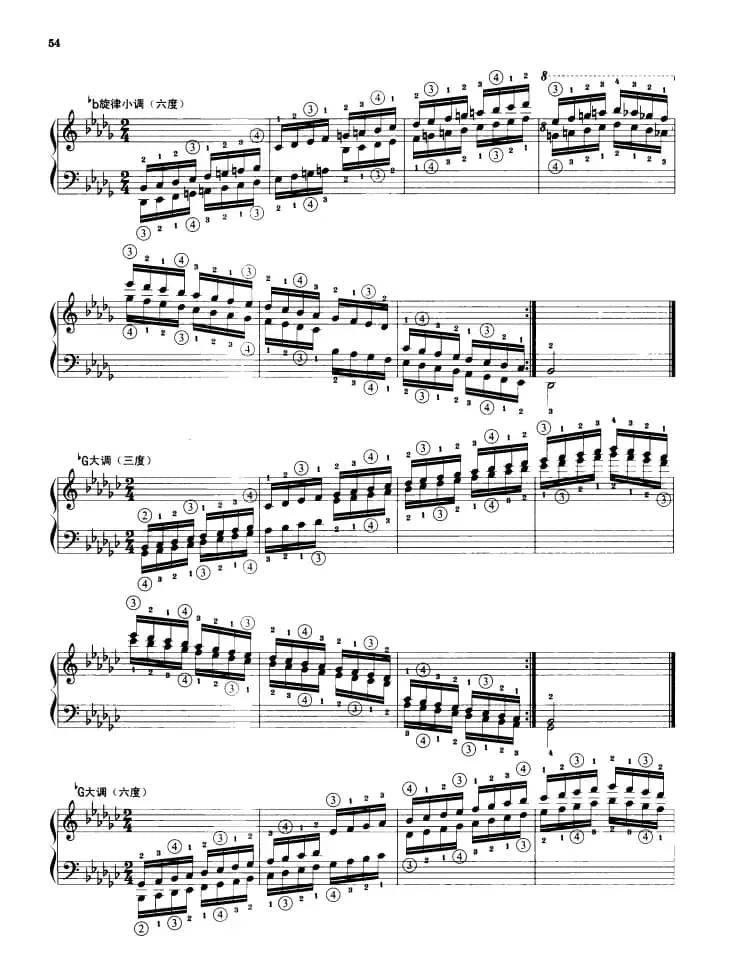 钢琴音阶练习：三度、六度同向四个八度