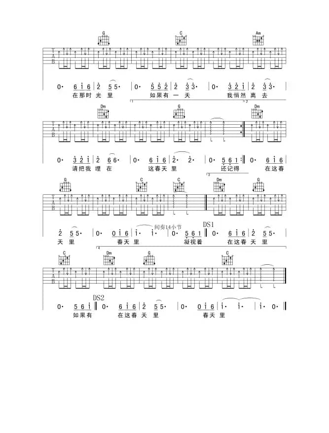 春天里（汪峰词曲、觉心Guitar 制谱版）