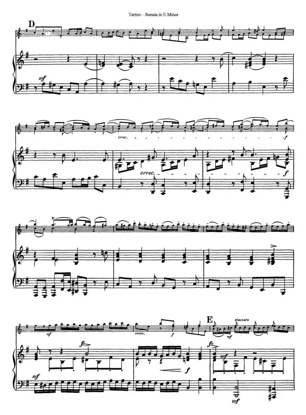 Violin Sonata in E Minor（小提琴+钢琴伴奏）