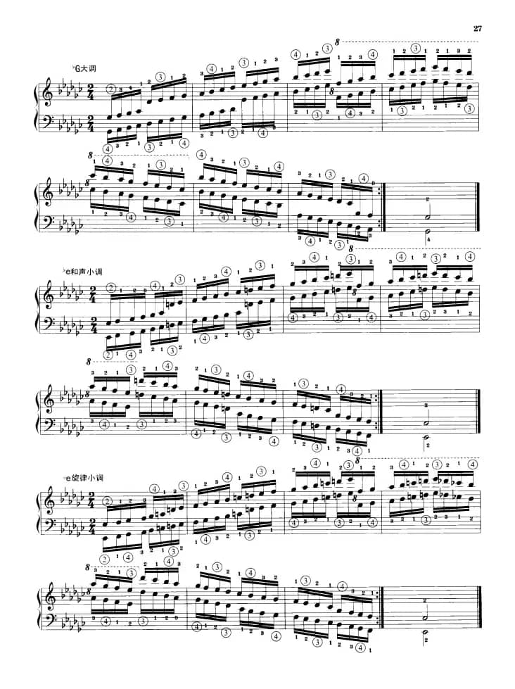 钢琴音阶练习：同向四个八度