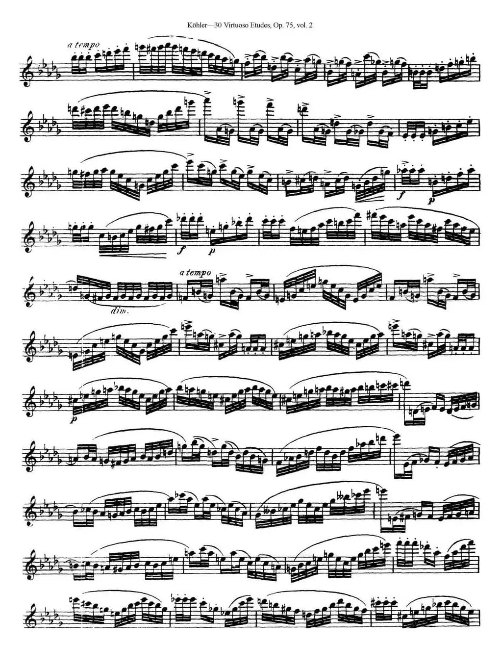 柯勒30首高级长笛练习曲作品75号（NO.15）