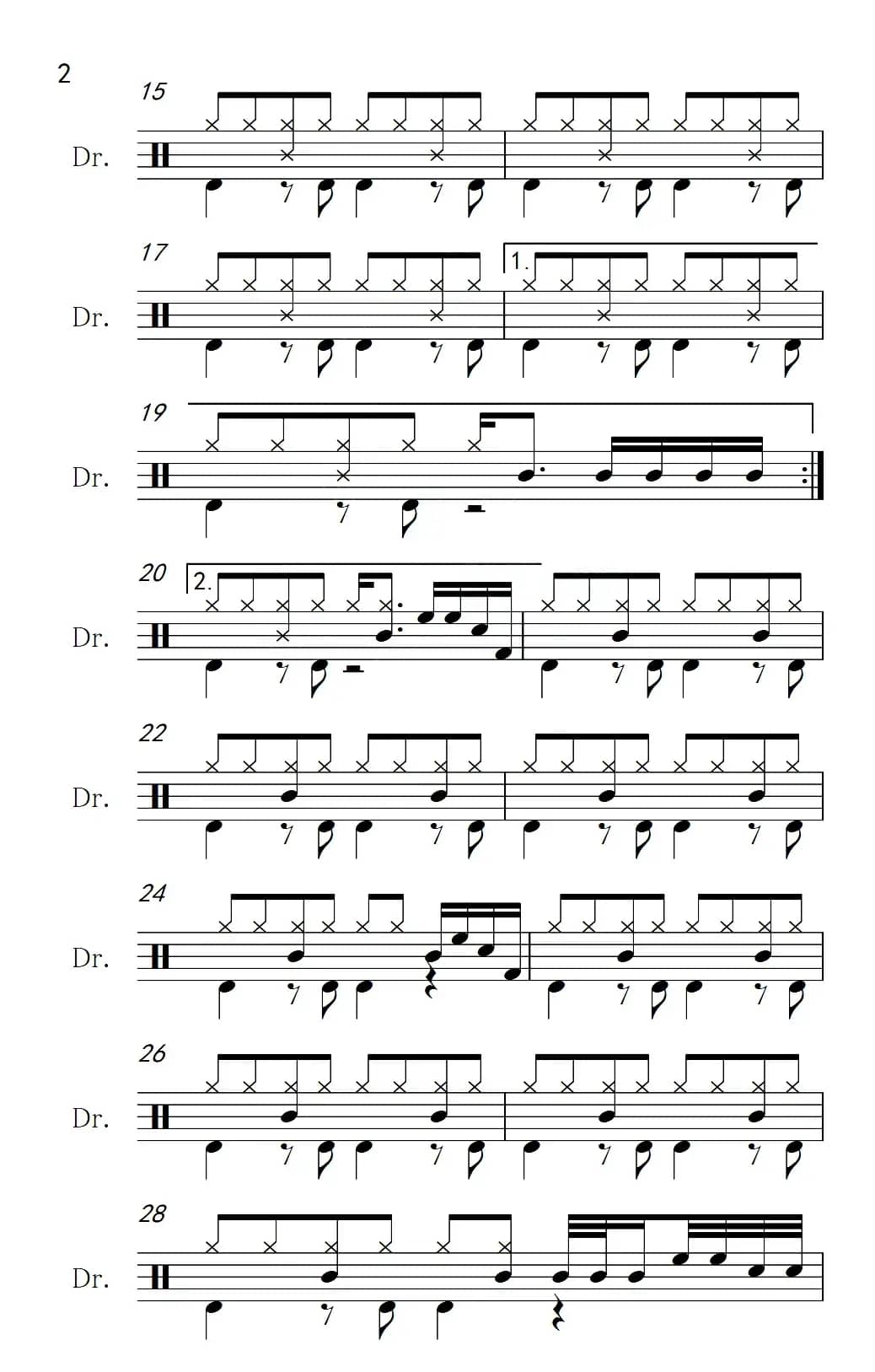 天路（架子鼓谱）