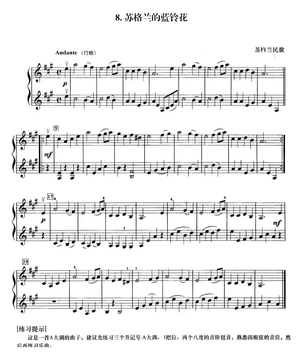 初级小提琴二重奏：苏格兰的蓝铃花