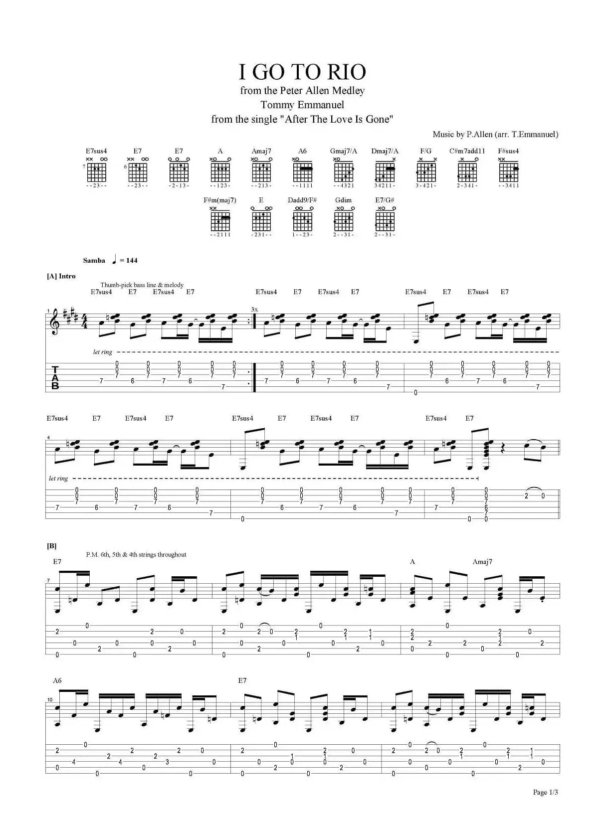 tommy emmanuel：i go to rio（指弹吉他）