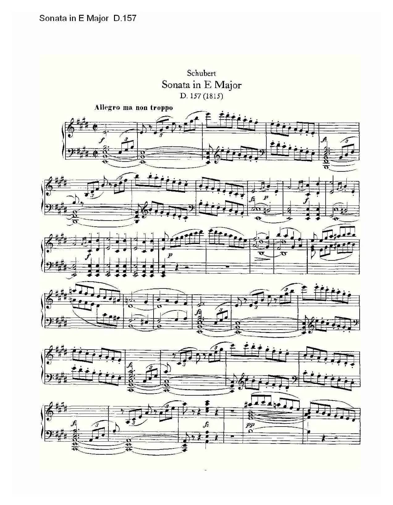 Sonata in E Major D.157（E大调奏鸣曲 D.157）