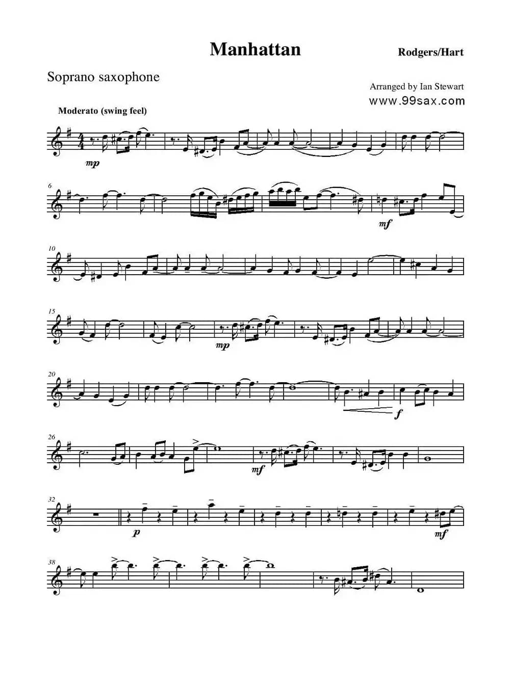 Manhattan Soprano Sax（四重奏高音萨克斯分谱）