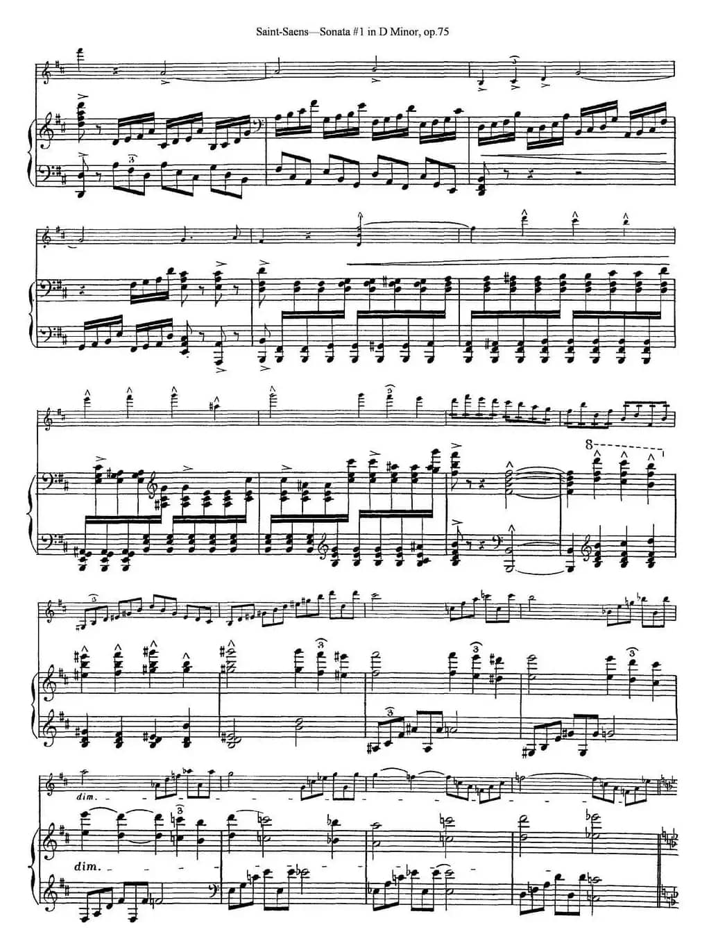 Violin Sonata No.1 in D Minor Op.75（小提琴+钢琴伴奏）