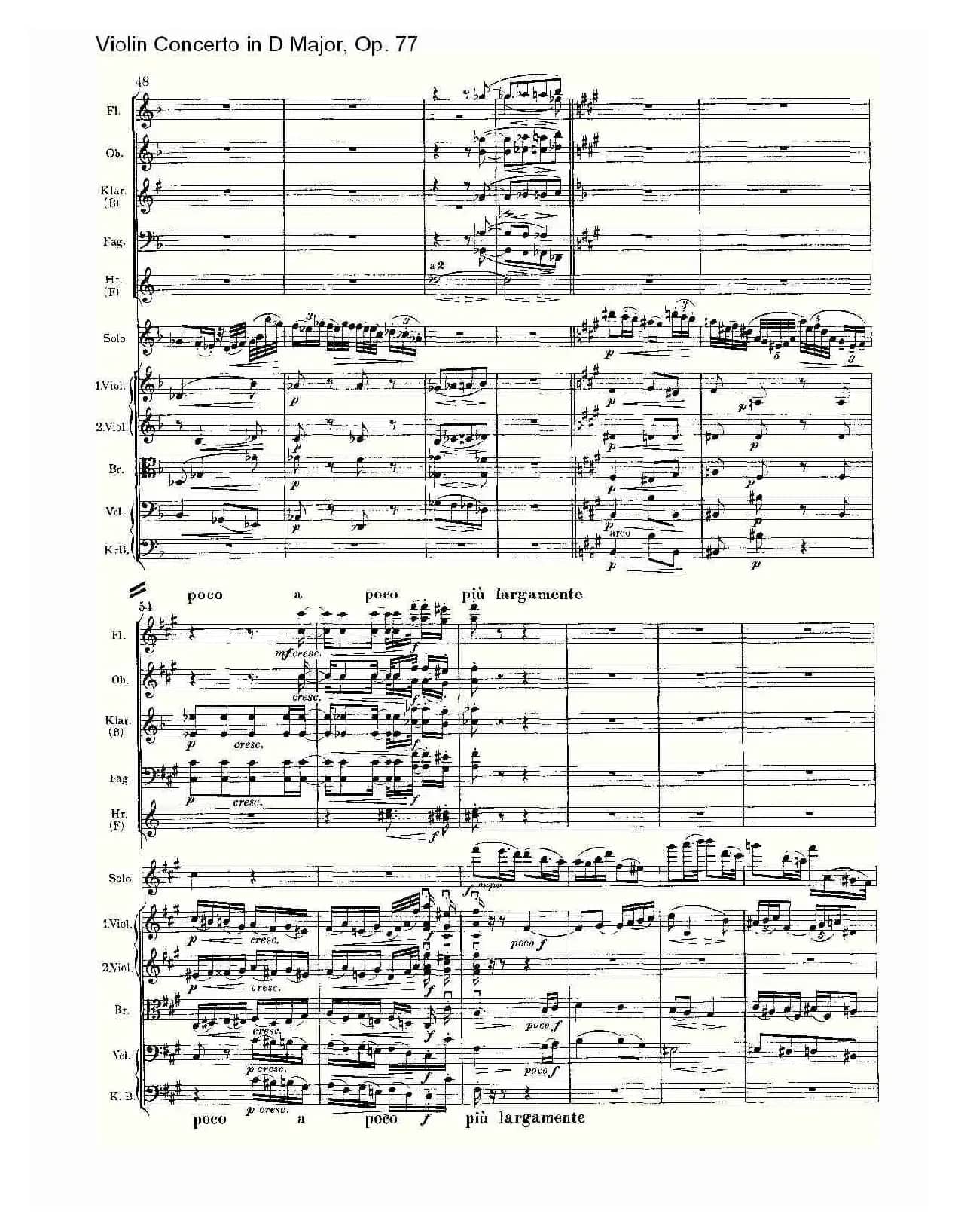 D大调小提琴协奏曲, Op.77第二乐章