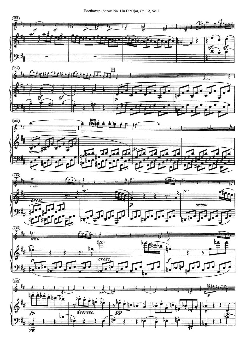 Violin Sonata No.1 in D Major Op.12 No.1（小提琴+钢琴伴奏）