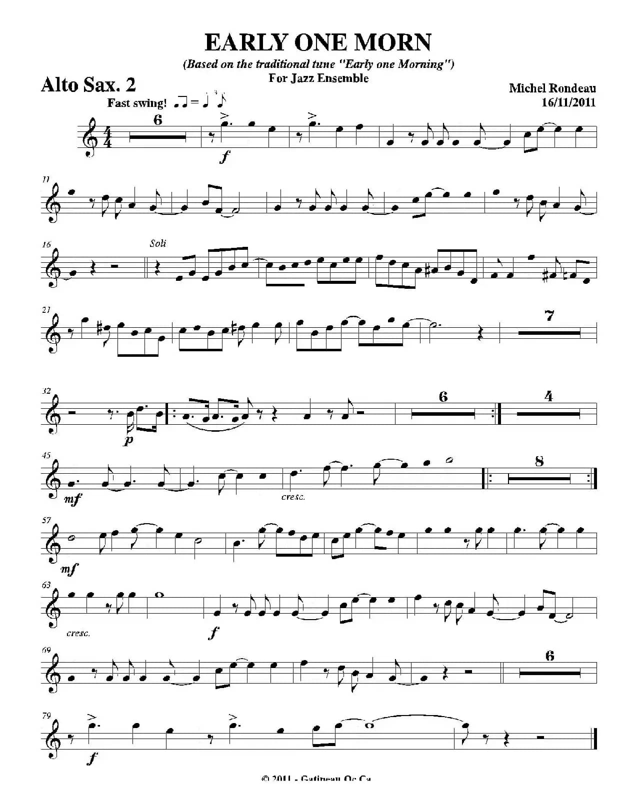 EARLY ONE MORN（第二中音萨克斯分谱）