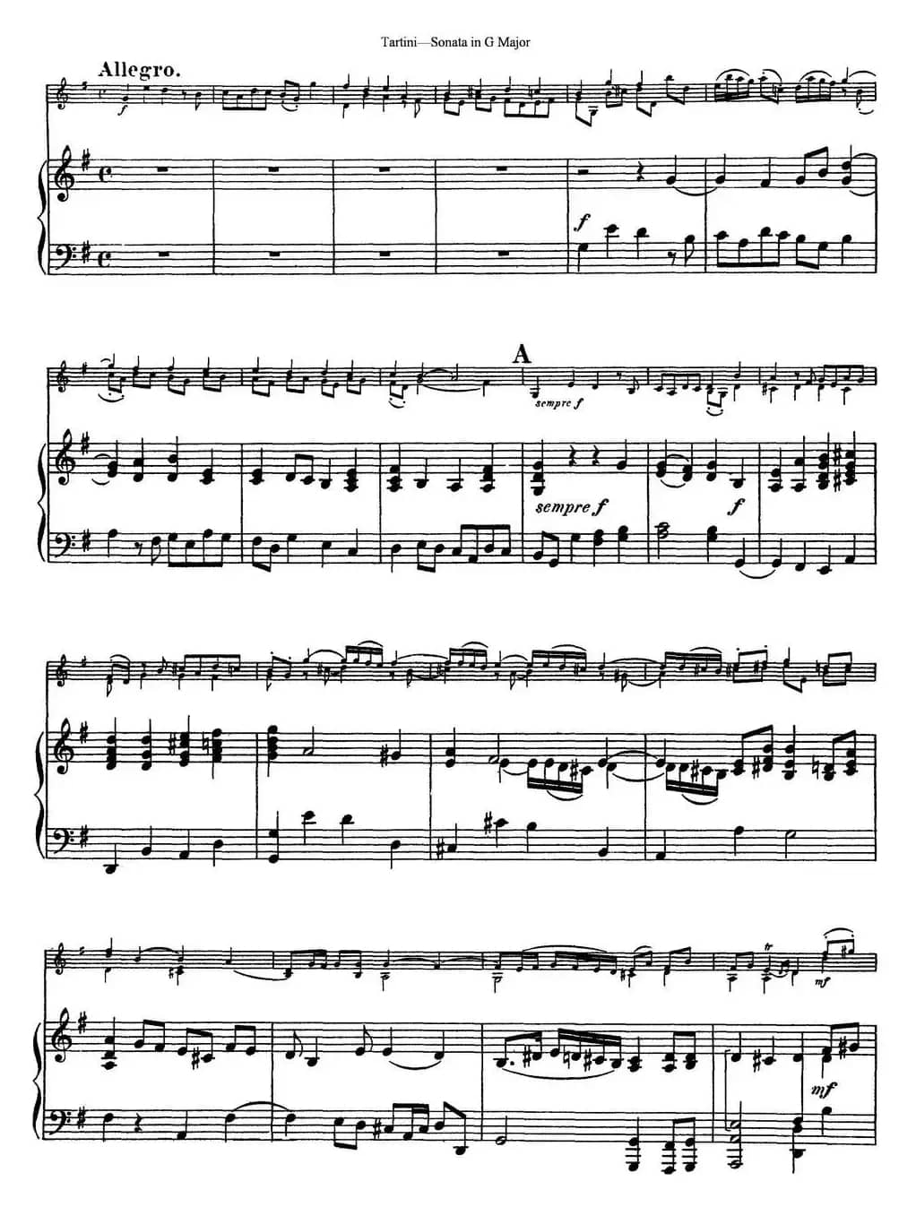 Violin Sonata in G Major（小提琴+钢琴伴奏）